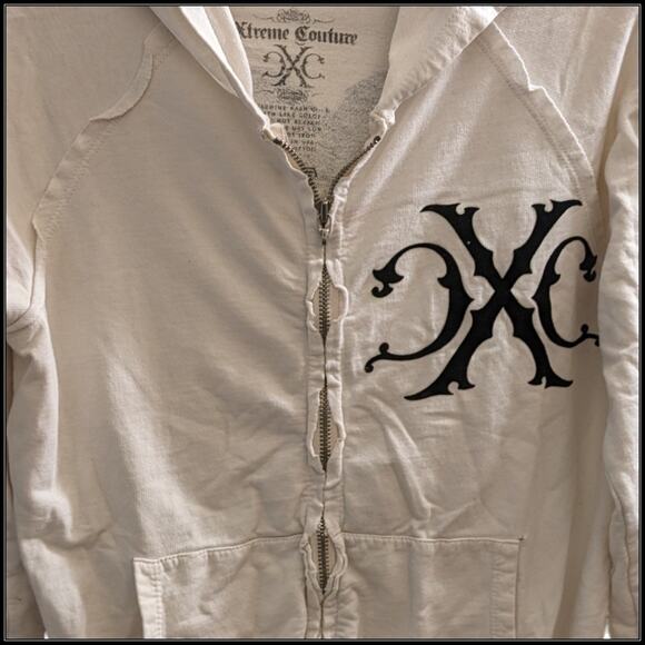 XTREME COUTURE Zip Up Hoodie Sweatshirt
Velvet Print Eagle Spellout Sleeve y2k - Picture 10 of 10